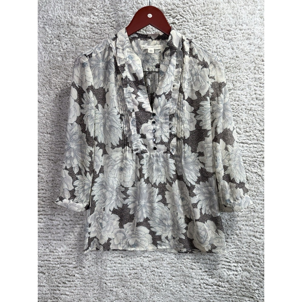 Banana Republic Button-up Blouse Women Sz‎ Small Floral Cottagecore Grannycore